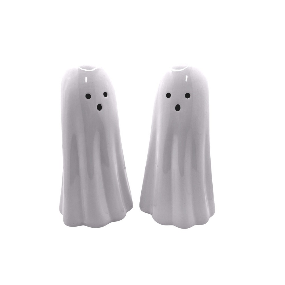 Halloween Ghost Tapered Candle holder Set Ceramic Spooky Holiday Home Decor